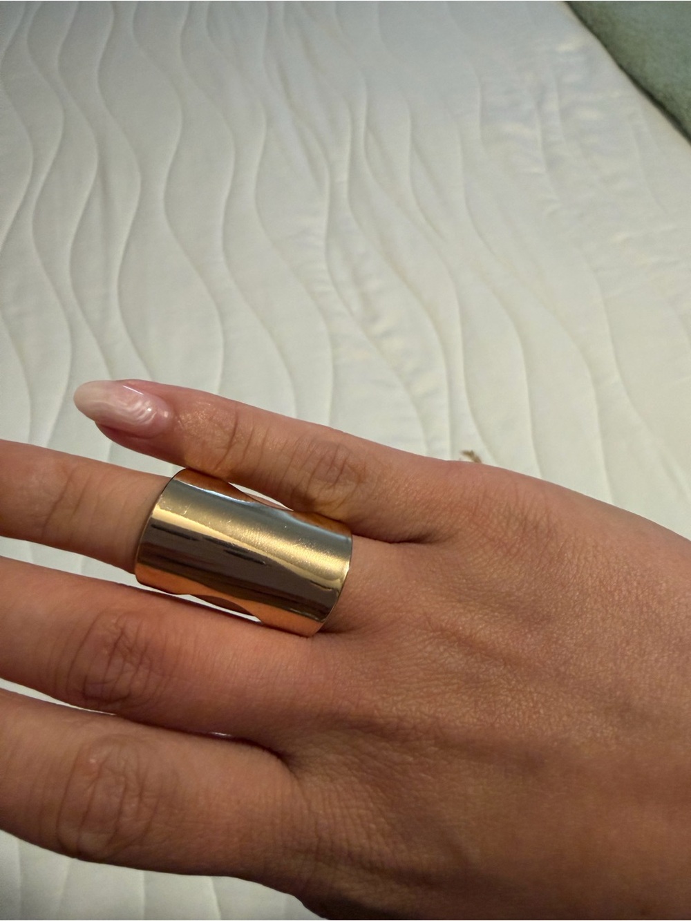 Marshalls Wide Metallic Band Ring in Gold Tone